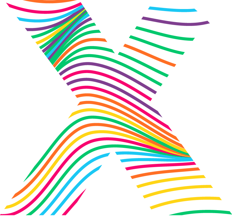 rainbow colored letter X